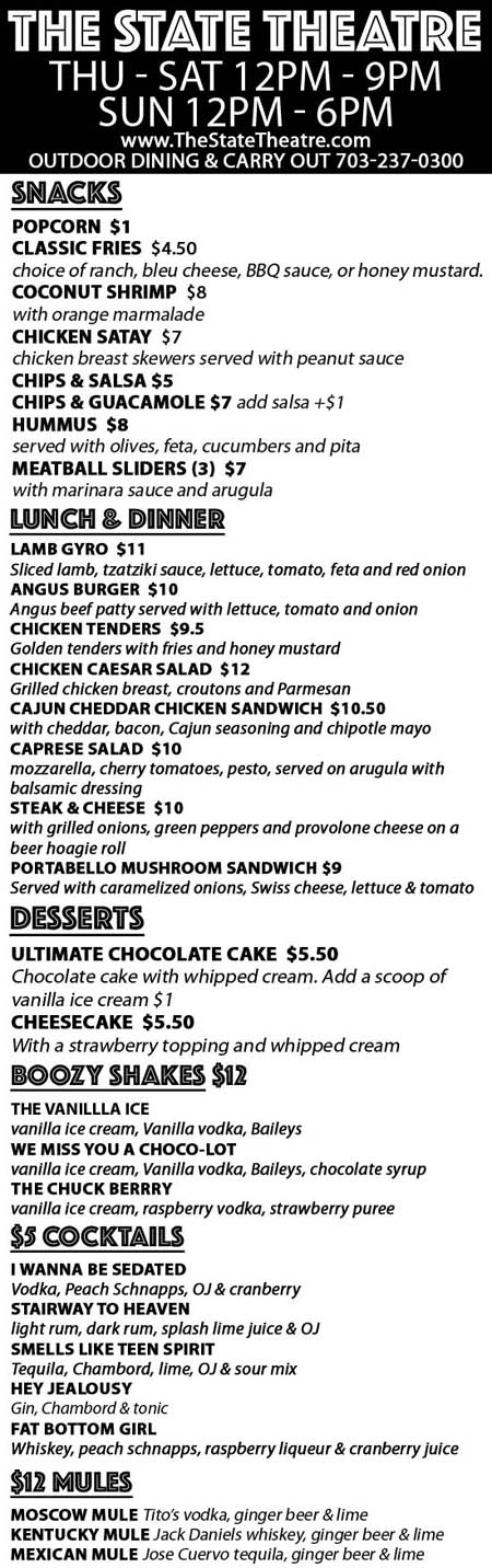 Outdoor Dining & Take Out Menu Outdoor Dining & Take Out Menu